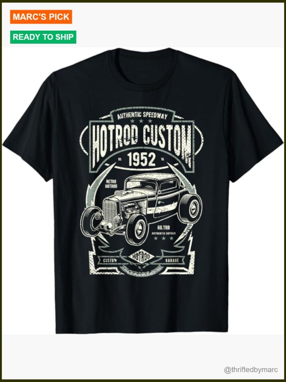Distressed Hotrod Men Classic Car Vintage Hot Rod Tee - Picture 1 of 2